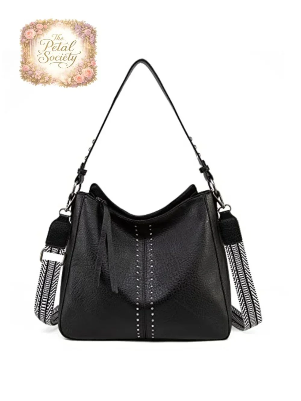 Vegan Leather Hobo Bag with Guitar Strap Women Top Handle Satchel Shoulder Purse